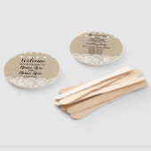 Rustieke Burlap Lace Lights Trouwprogramma Fan Handwaaier (Niet-gemonteerd)