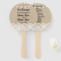 Rustieke Burlap Lace Lights Trouwprogramma Fan