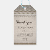 Rustieke Burlap Lace Mason Jar Hart Bruiloft Cadeaulabel (Achterkant)