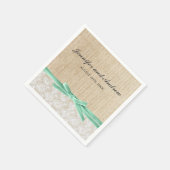 Rustieke Burlap Lace Mint Ribbon Wedding Servet (Hoek)