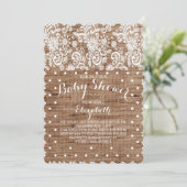 Rustieke Burlap Lace Neutral Baby shower Invitatio Kaart (Staand voorkant)