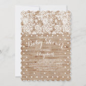 Rustieke Burlap Lace Neutral Baby shower Invitatio Kaart (Voorkant)