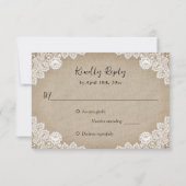 Rustieke Burlap Lace String Lights Bruiloft RSVP Kaartje (Achterkant)