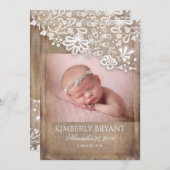 Rustieke Burlap Lace String Lights Foto Baby Geboo Aankondiging (Voorkant / Achterkant)