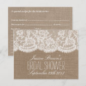 Rustieke Burlap & Lace Vrijgezellenfeest Recept Ka Uitnodiging Briefkaart (Voorkant / Achterkant)