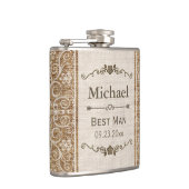 Rustieke Burlap Lace Wedding Beste Man Heupfles (Rechts)