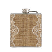 Rustieke Burlap Lace Wedding Beste Man Heupfles (Achterkant)