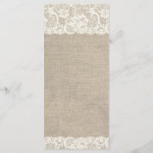 Rustieke Burlap & Lace Wedding Menu (Achterkant)