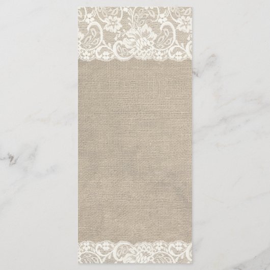 Rustieke Burlap & Lace Wedding Menu (Achterkant)