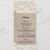Rustieke Burlap & Lace Wedding Menu (Voorkant / Achterkant)