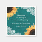 Rustieke Burlap Lace Zonnebloem en Blauwgroen brui Servet (Voorkant)