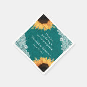 Rustieke Burlap Lace Zonnebloem en Blauwgroen brui Servet (Hoek)