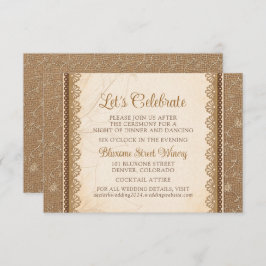 Rustieke Burlap LaceBruiloft Receptie Website Informatiekaartje