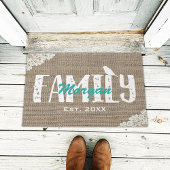 Rustieke Burlap Laced familienaam Monogram Deurmat