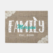 Rustieke Burlap Laced familienaam Monogram Deurmat (Voorkant)