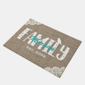 Rustieke Burlap Laced familienaam Monogram Deurmat (Schuin)