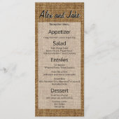 Rustieke Burlap Land Bruiloft Menu Script (Voorkant)