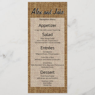 Rustieke Burlap  Land Bruiloft Menu Script