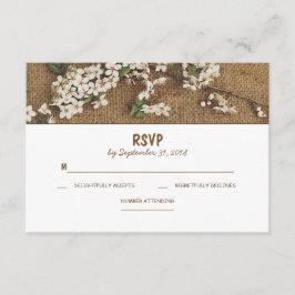 Rustieke burlap land bruiloft RSVP kaarten Kaartje