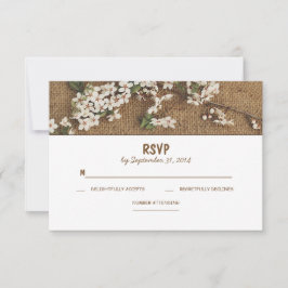 Rustieke burlap land bruiloft RSVP kaarten Kaartje