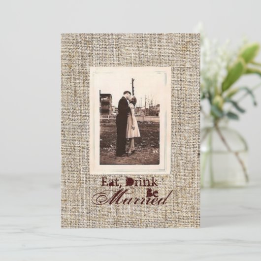 Rustieke  burlap land Repetitie diner Kaart (Staand voorkant)