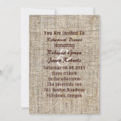 Rustieke  burlap land Repetitie diner Kaart (Achterkant)