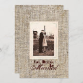 Rustieke  burlap land Repetitie diner Kaart (Voorkant / Achterkant)