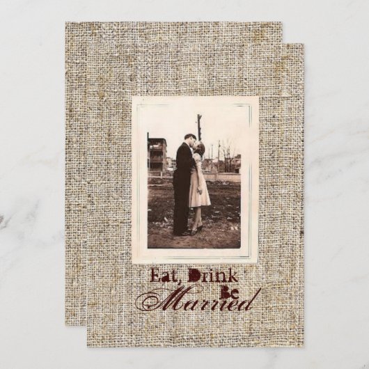 Rustieke  burlap land Repetitie diner Kaart (Voorkant / Achterkant)