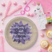 Rustieke Burlap Lavendel Flower Wedding Papieren Bordje (Feest)