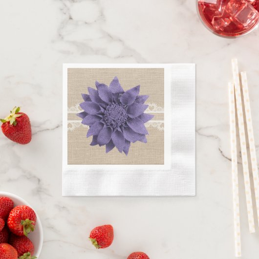 Rustieke Burlap Lavendel Flower Wedding Servetten (Insitu)