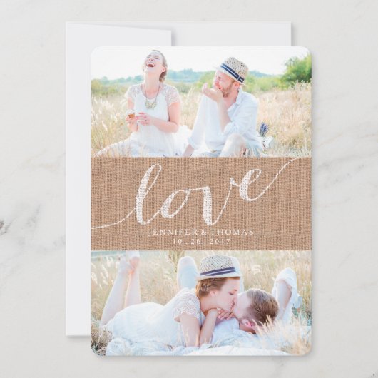RUSTIEKE BURLAP LIEFDE | DE DATUM OPSLAAN SAVE THE DATE (Voorkant)