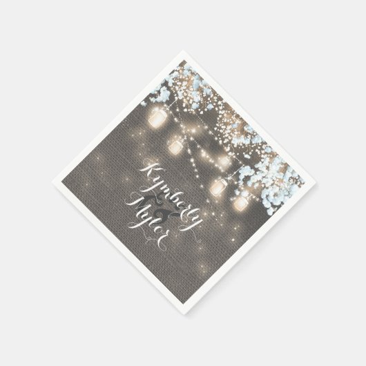 Rustieke Burlap Lights Mason Jars Bruiloft Servet (Hoek)