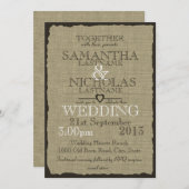 Rustieke Burlap Look bruiloft 5x7 Kaart (Voorkant / Achterkant)