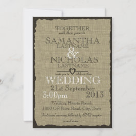 Rustieke Burlap Look bruiloft 5x7 Kaart