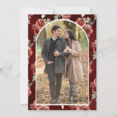 Rustieke Burlap Marsala Floral Fotobruiloft Save The Date (Achterkant)