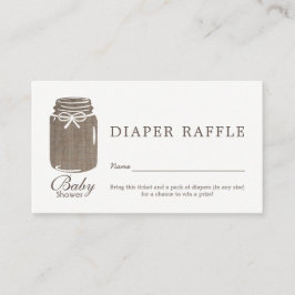 Rustieke Burlap Mason Jar Baby Luier Raffle Ticket Informatiekaartje