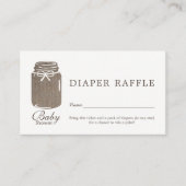 Rustieke Burlap Mason Jar Baby Luier Raffle Ticket Informatiekaartje (Voorkant)