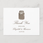 Rustieke Burlap Mason Jar Bruiloft Dank u Briefkaart (Voorkant)