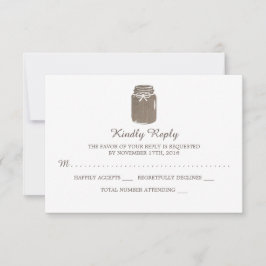 Rustieke Burlap Mason Jar Bruiloft RSVP Kaartje
