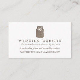 Rustieke Burlap Mason Jar Bruiloft Website Informatiekaartje