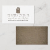 Rustieke Burlap Mason Jar Bruiloft Website Informatiekaartje (Voorkant / Achterkant)