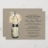 Rustieke Burlap Mason Jar en Wildflowers Kaart (Voorkant / Achterkant)