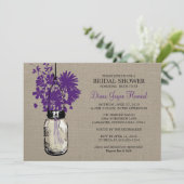 Rustieke Burlap Mason Jar en Wildflowers Kaart (Staand voorkant)