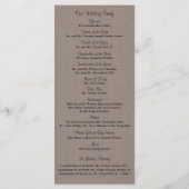 Rustieke Burlap Mason Jar en Wildflowers Programma Programmakaart (Achterkant)