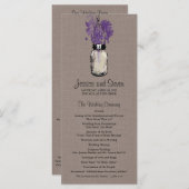 Rustieke Burlap Mason Jar en Wildflowers Programma Programmakaart (Voorkant / Achterkant)