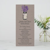 Rustieke Burlap Mason Jar en Wildflowers Programma Programmakaart (Staand voorkant)