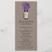 Rustieke Burlap Mason Jar en Wildflowers Programma Programmakaart (Voorkant)
