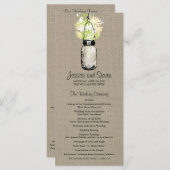 Rustieke Burlap Mason Jar en Wildflowers Programma Programmakaart (Voorkant / Achterkant)