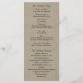 Rustieke Burlap Mason Jar en Wildflowers Programma Programmakaart (Achterkant)