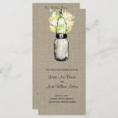 Rustieke Burlap Mason Jar en Wildflowers Programma Programmakaart (Voorkant / Achterkant)